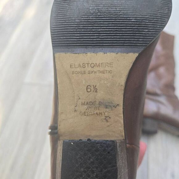 Peter Kaiser brown leather calf height boots women's 6.5 elastomere west Germany - Picture 3 of 13